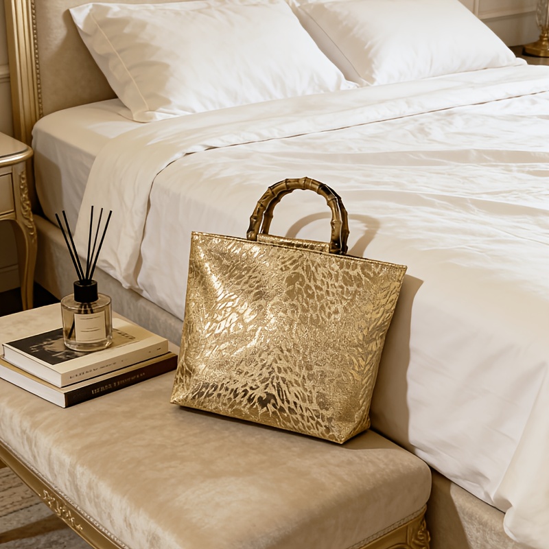 Luxury Bags Collection - Bolsa tote feminina em jacquard dourado