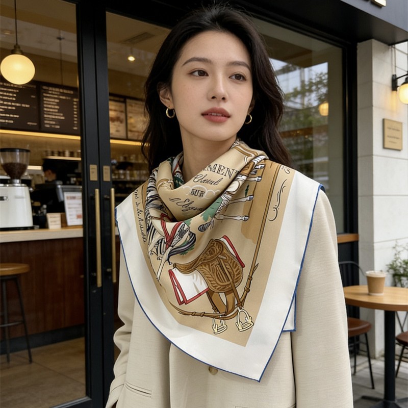 Luxury Bags Hong Kong - Lenço de Seda Luxuoso de 90cm,