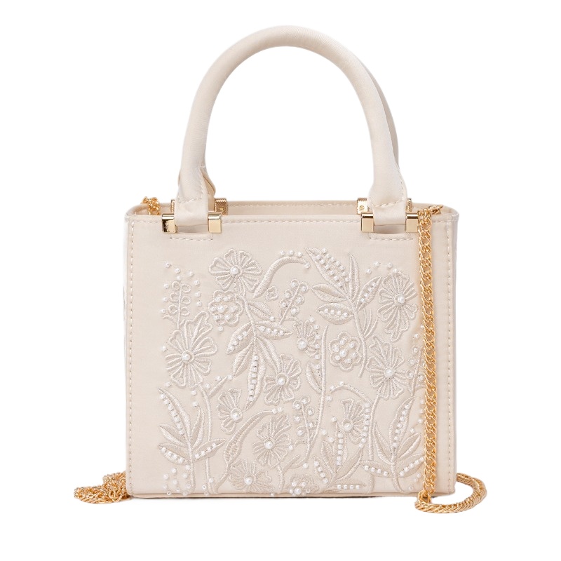 Bolsa de Mão Bordada com Pérol - Structured Handbag Top Handle avaliação e preço